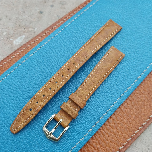 12mm Hirsch Ladies Long Camel Grain Tan Leather Watch Band