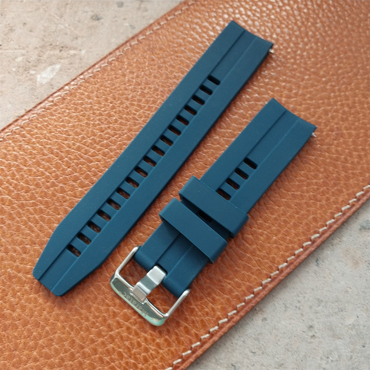 20mm Maratac Cobalt Dark Blue Zulu 2-Pc Silicone Watch Strap