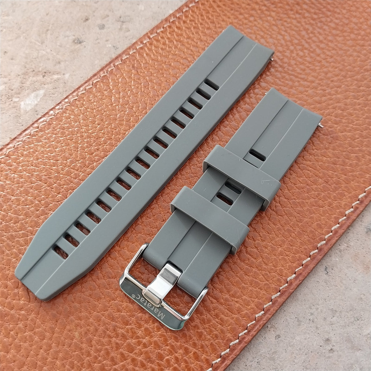 22mm Maratac Gray Zulu 2-Pc Silicone Watch Strap