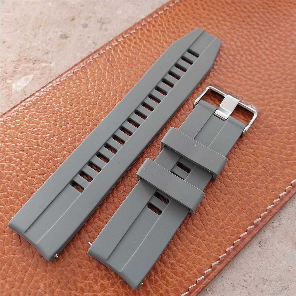 22mm Maratac Gray Zulu 2-Pc Silicone Watch Strap