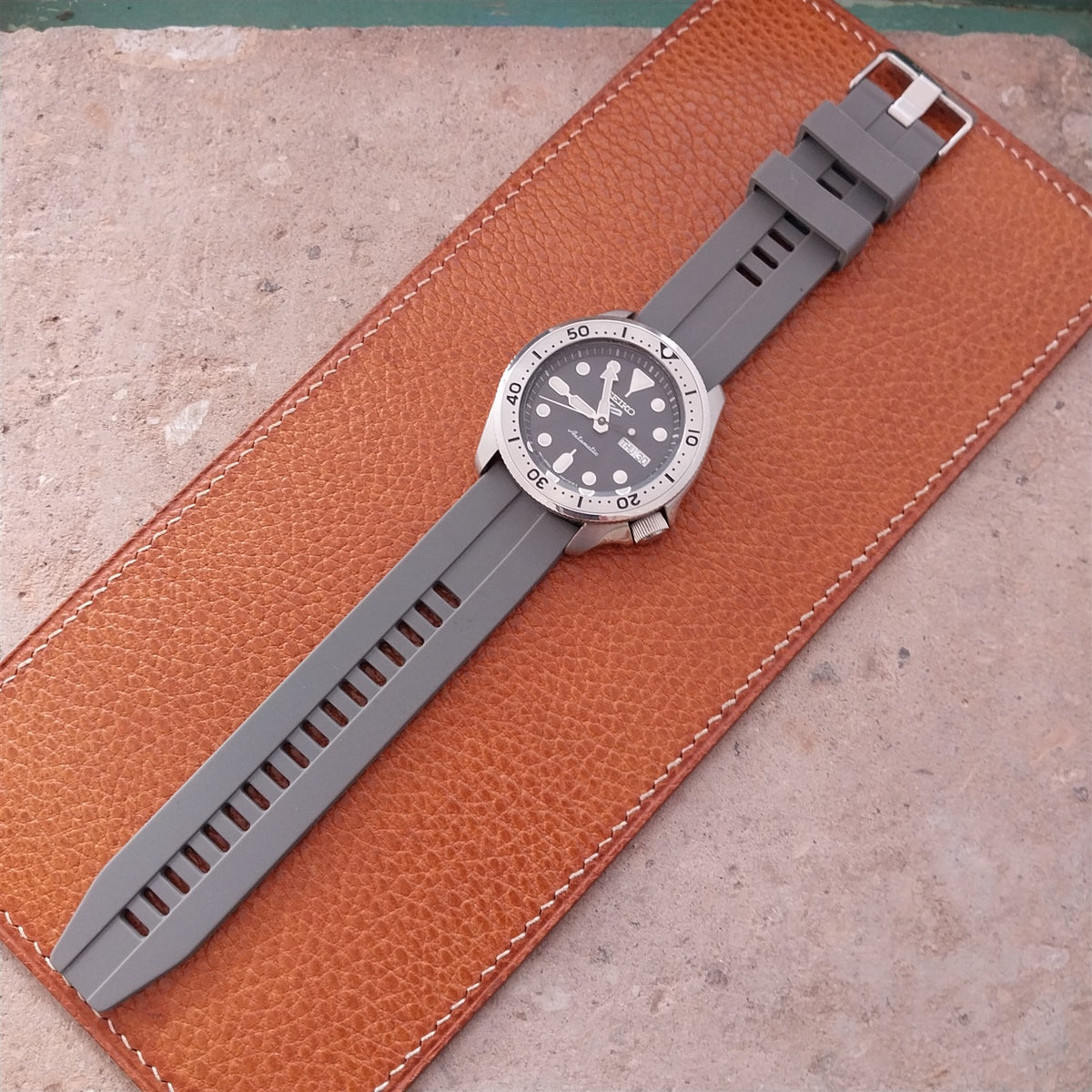 22mm Maratac Gray Zulu 2-Pc Silicone Watch Strap