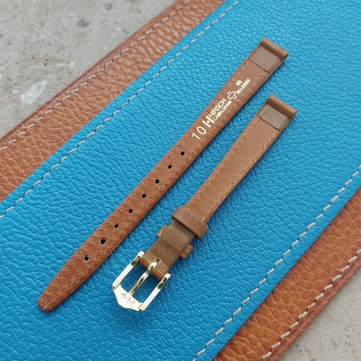 10mm Hirsch Ladies Camel Grain Tan Leather Watch Band