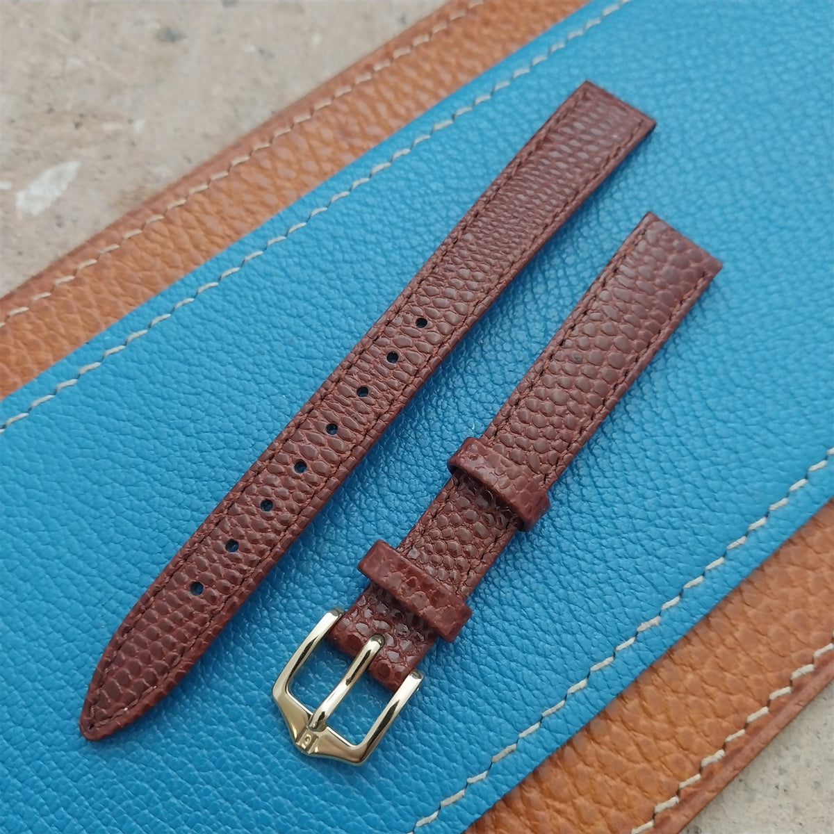 12mm Hirsch Rainbow Brown Lizard-Grain Leather Ladies Watch Strap