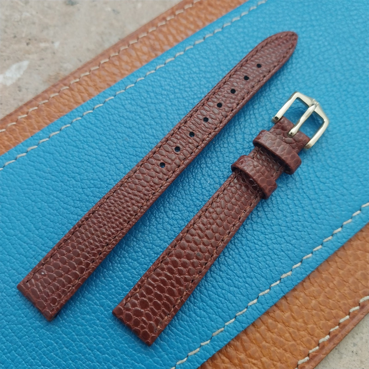 12mm Hirsch Rainbow Brown Lizard-Grain Leather Ladies Watch Strap