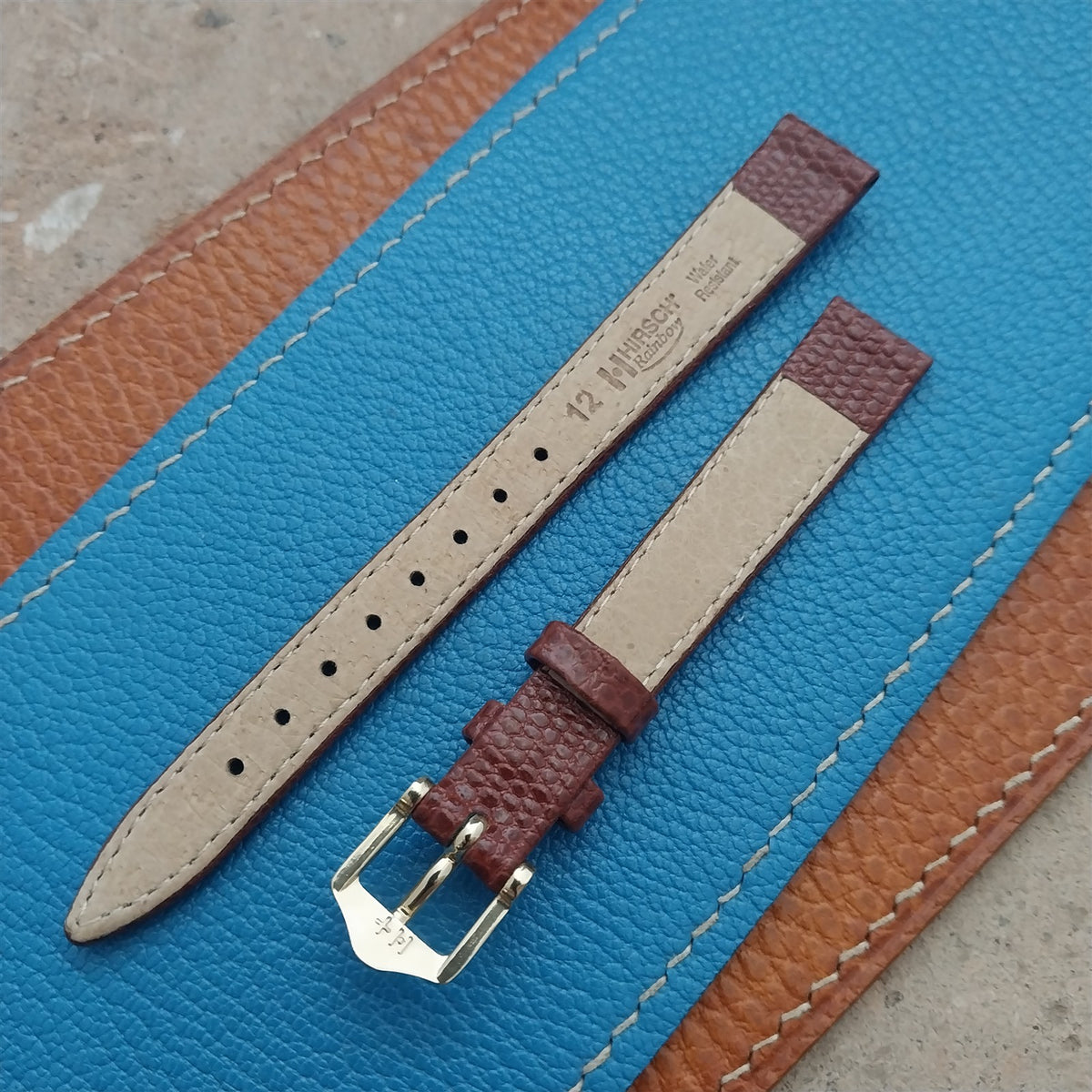 12mm Hirsch Rainbow Brown Lizard-Grain Leather Ladies Watch Strap