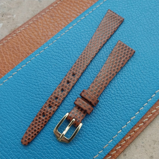 12mm Hirsch Brown Lizard-Grain Leather Ladies Watch Strap