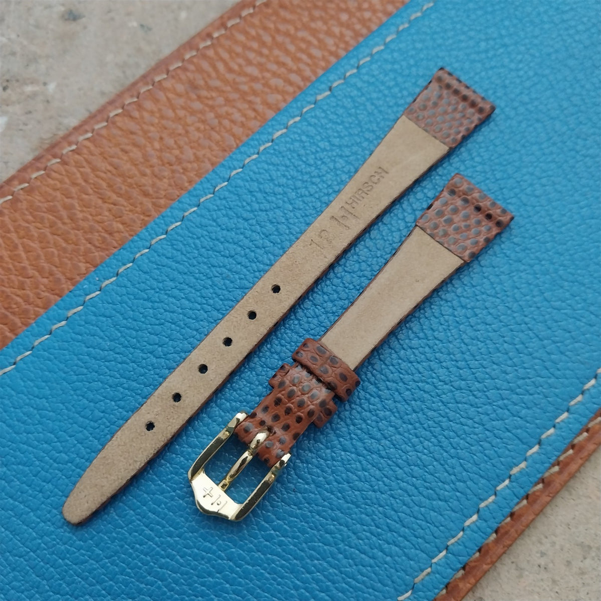 12mm Hirsch Brown Lizard-Grain Leather Ladies Watch Strap