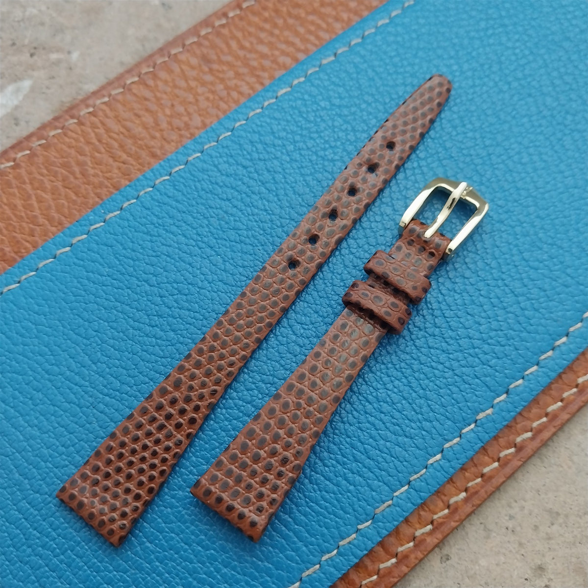 12mm Hirsch Brown Lizard-Grain Leather Ladies Watch Strap