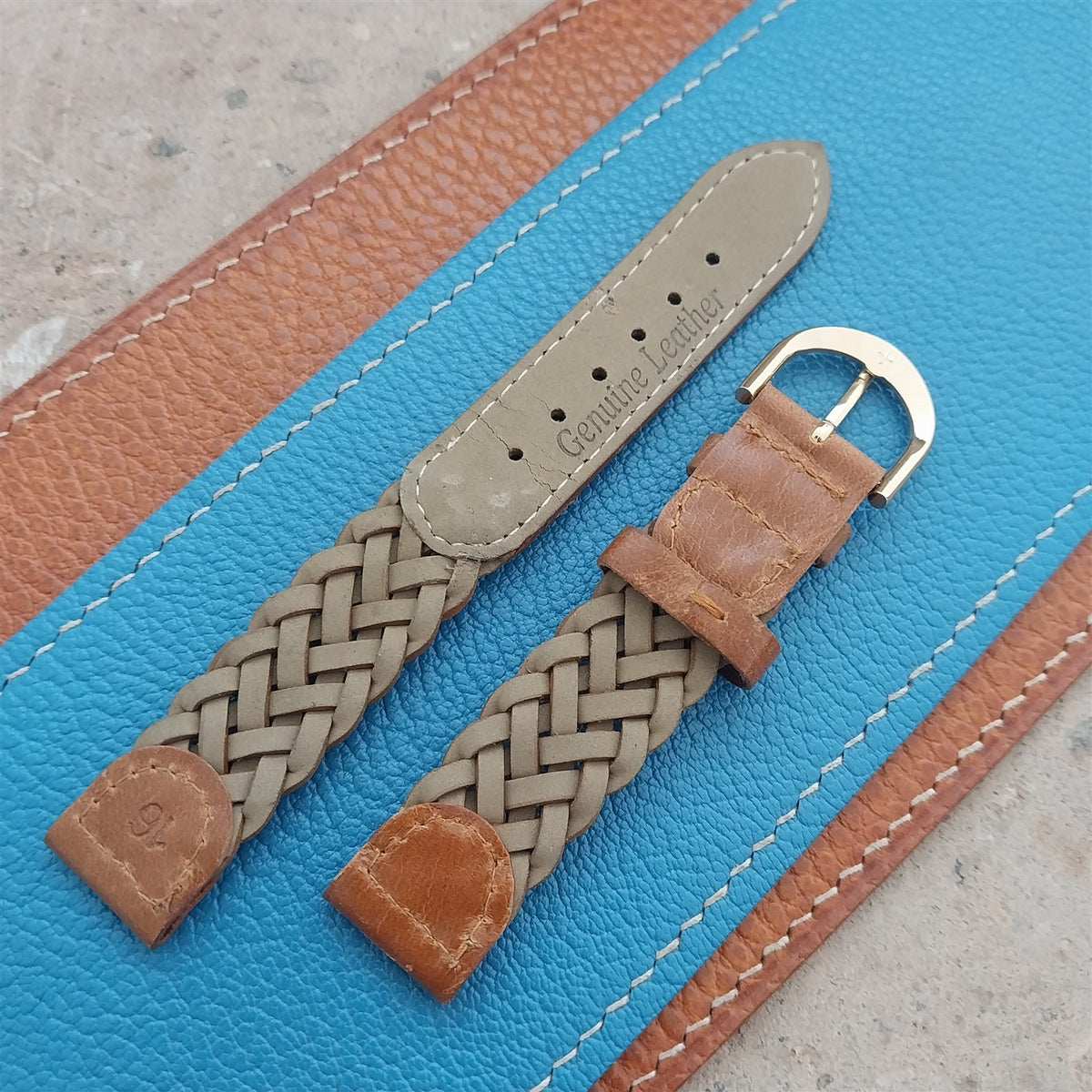 16mm Hirsch Braided Brown Leather Watch Strap