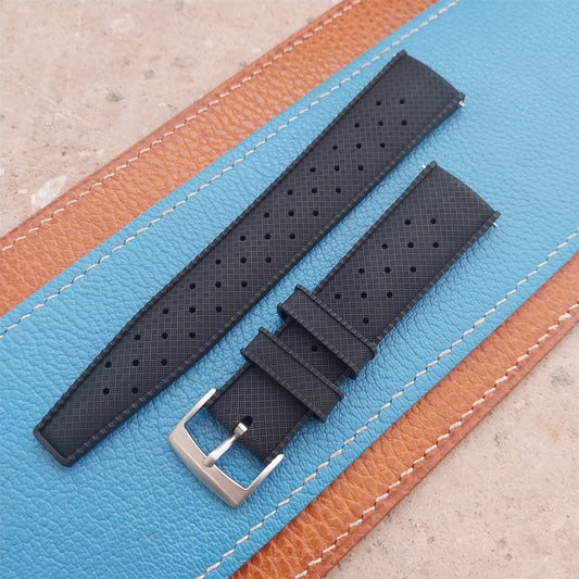 21mm FKM Rubber Black Classic Tropical Dive Watch Strap