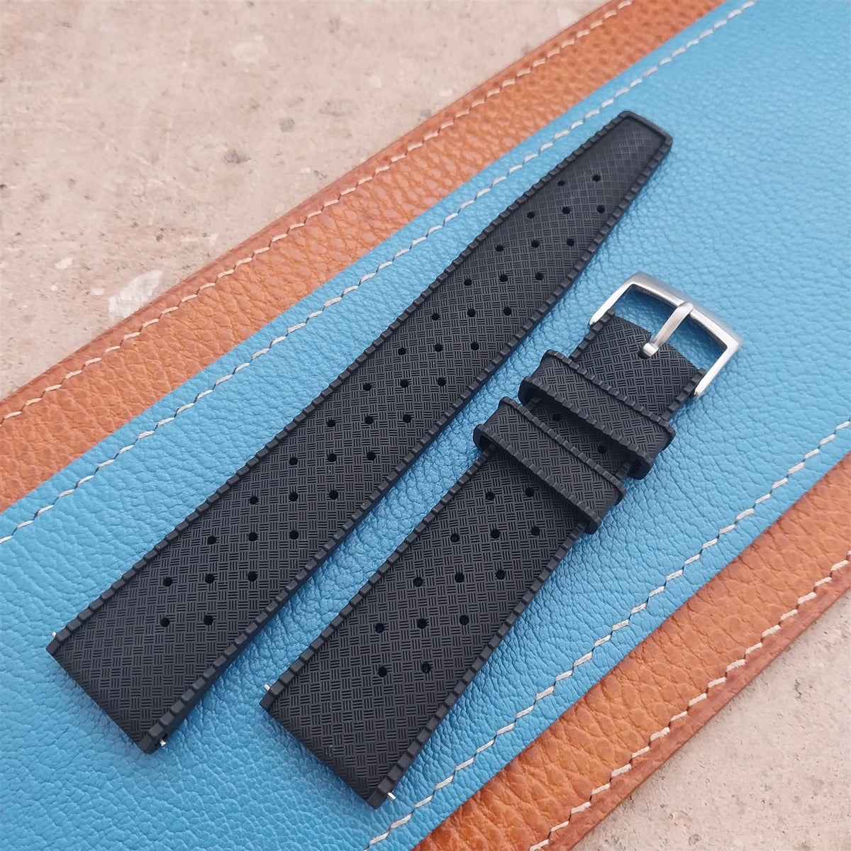 21mm FKM Rubber Black Classic Tropical Dive Watch Strap