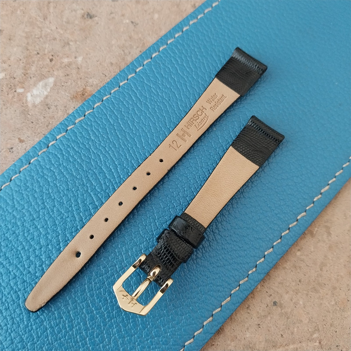 12mm Hirsch Black Lizard Ladies Watch Strap