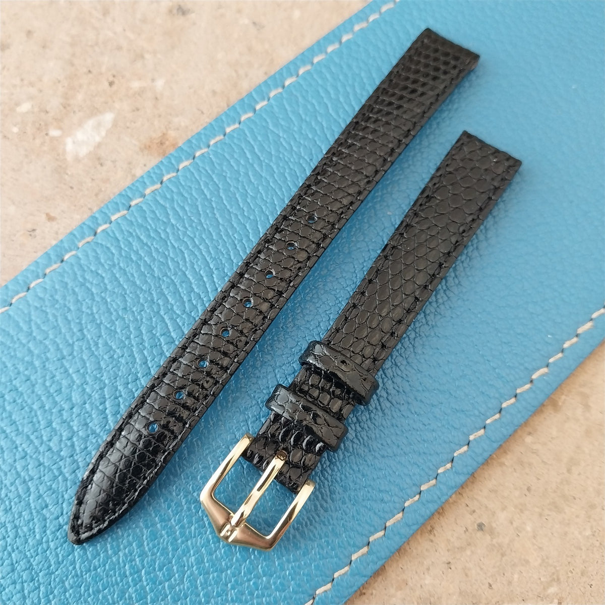 12mm Hirsch Black Lizard Ladies Watch Strap