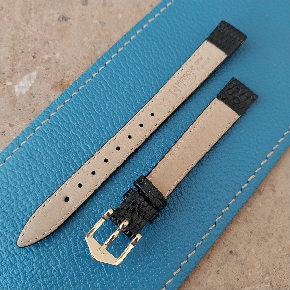 12mm Hirsch Black Lizard Ladies Watch Strap