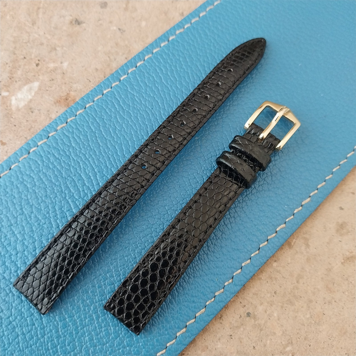 12mm Hirsch Black Lizard Ladies Watch Strap