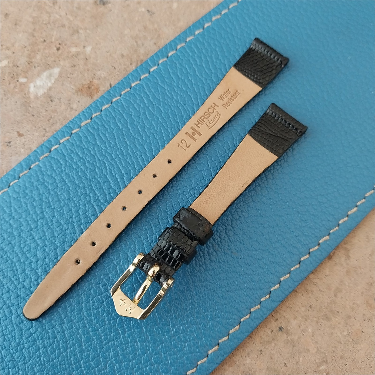 12mm Hirsch Black Lizard Ladies Watch Strap