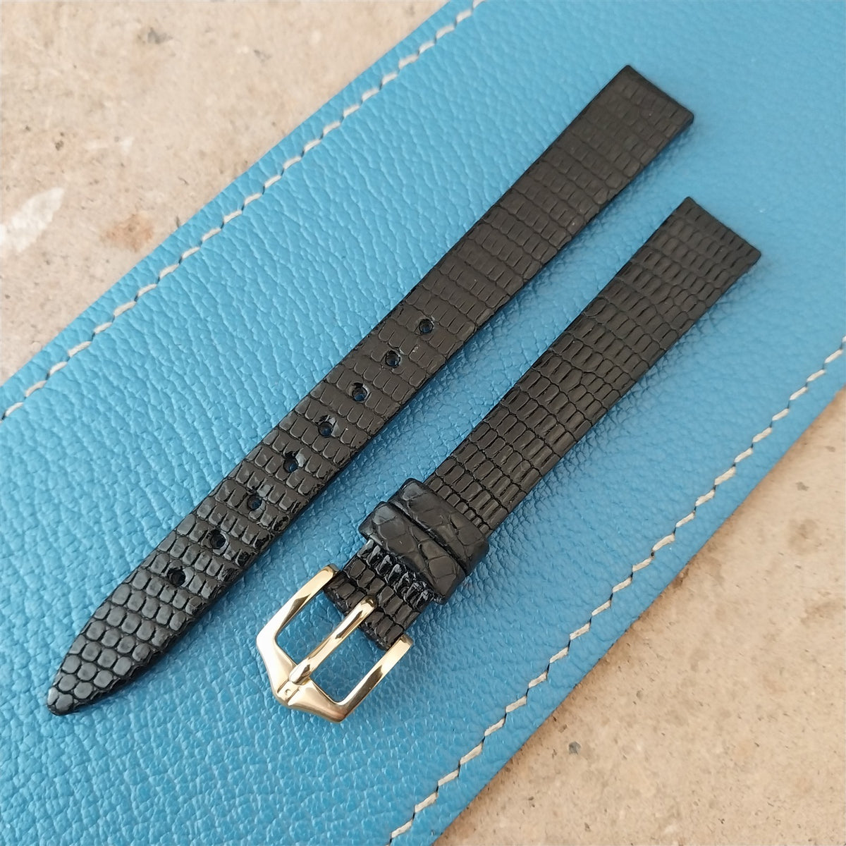 12mm Hirsch Black Lizard Ladies Watch Strap
