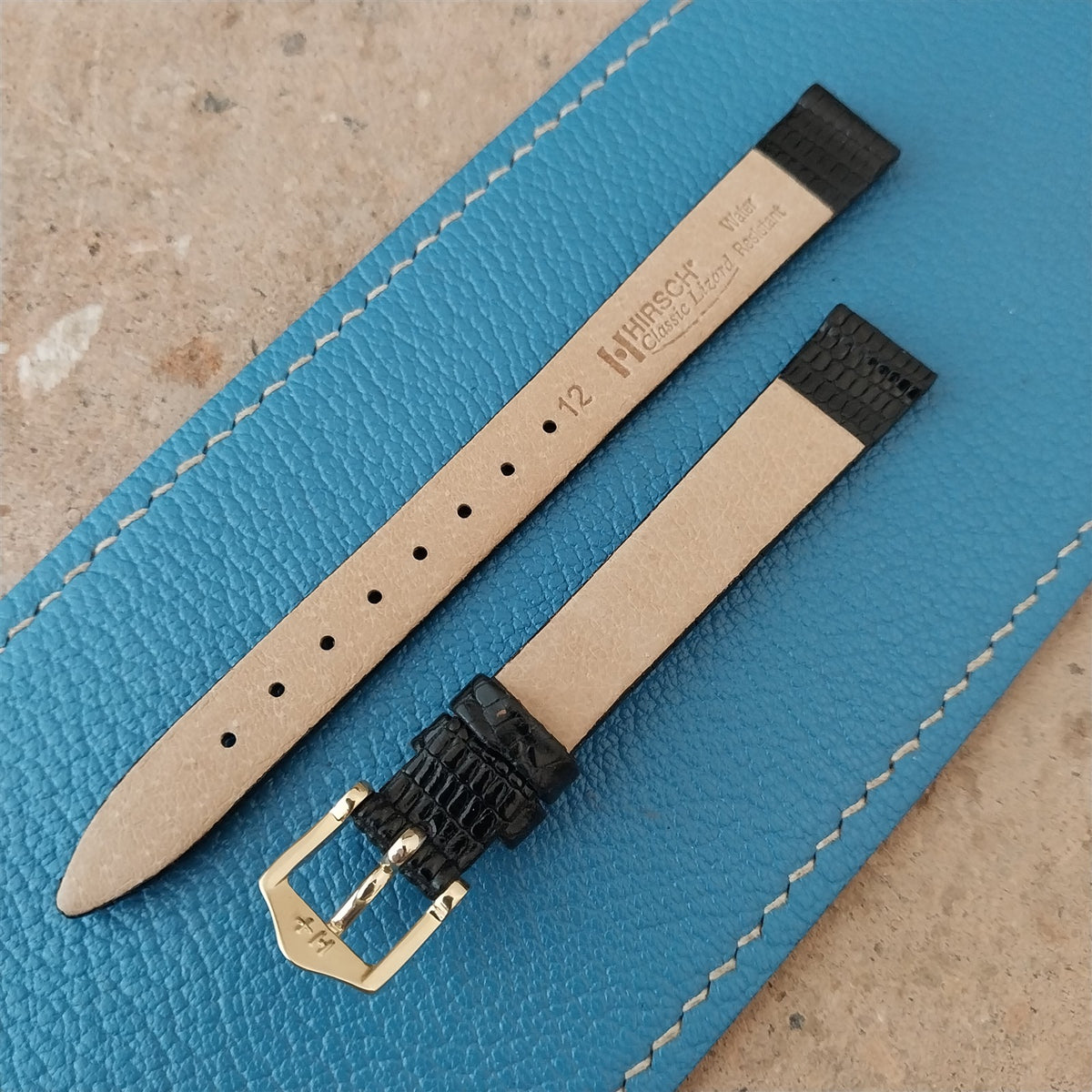 12mm Hirsch Black Lizard Ladies Watch Strap