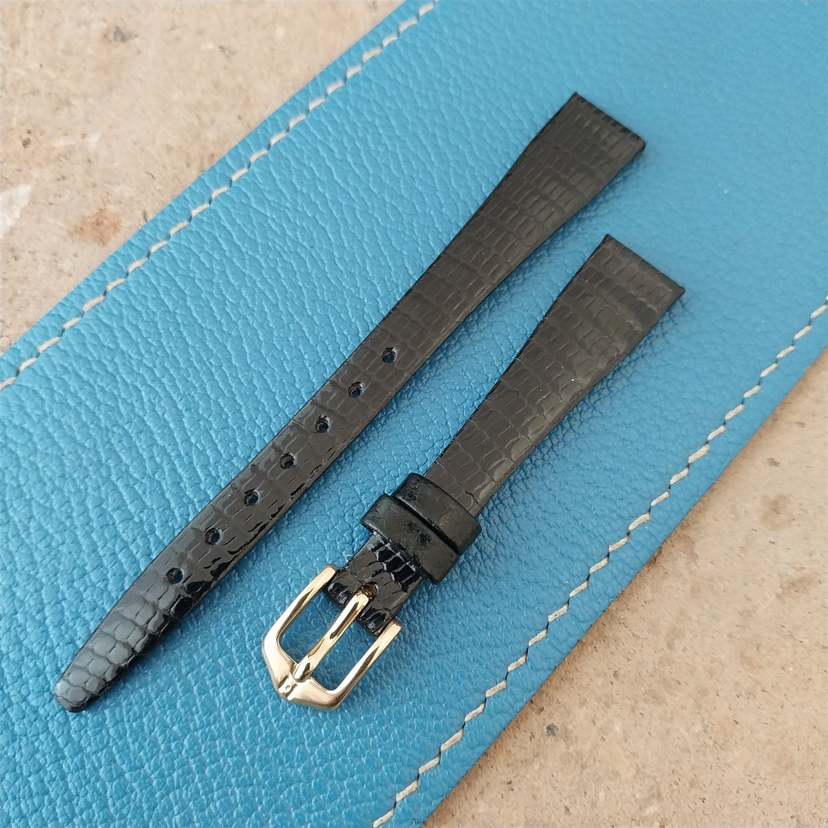 12mm Hirsch Black Lizard Ladies Watch Strap