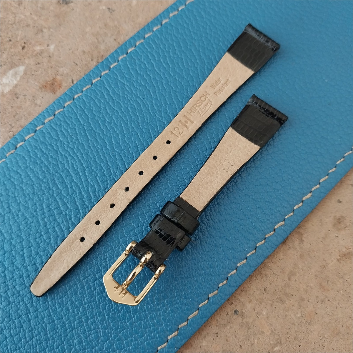 12mm Hirsch Black Lizard Ladies Watch Strap