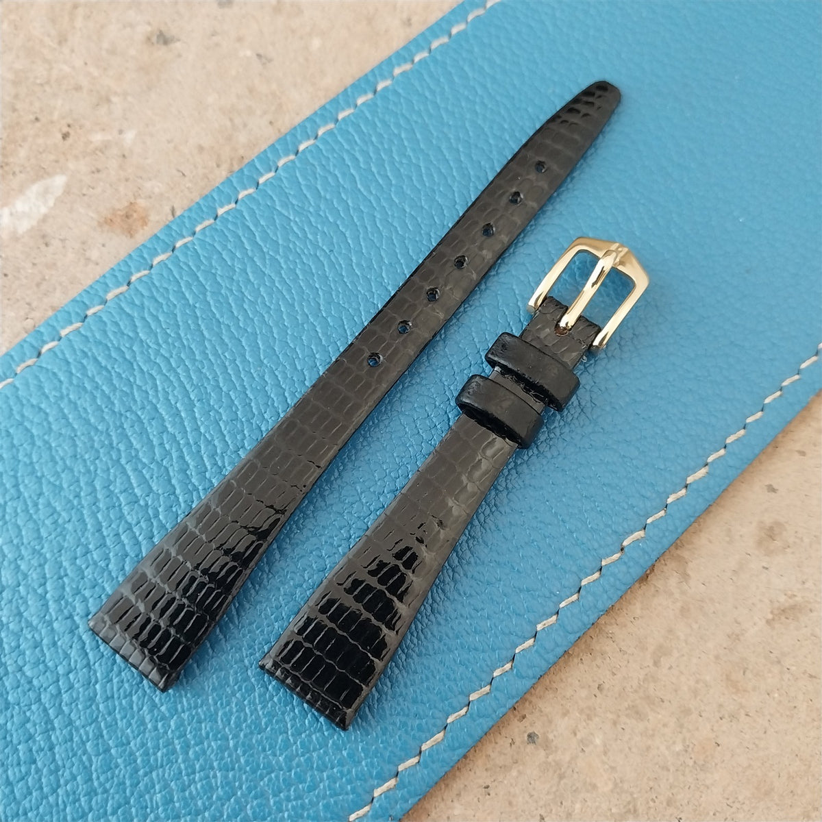 12mm Hirsch Black Lizard Ladies Watch Strap