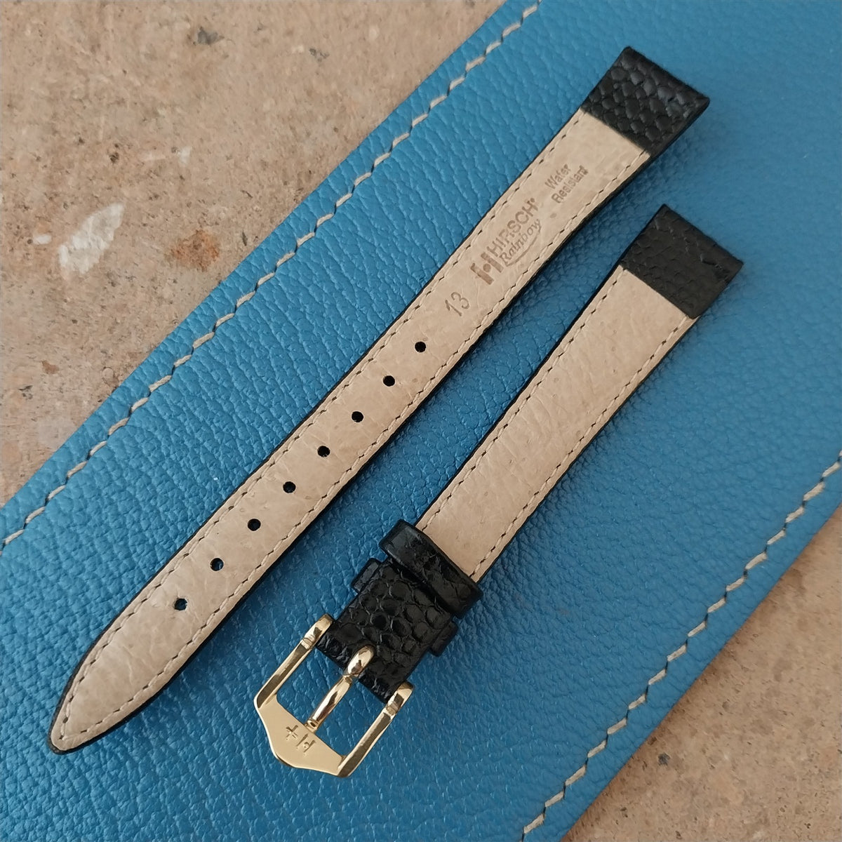 12mm Hirsch Black Lizard Ladies Watch Strap