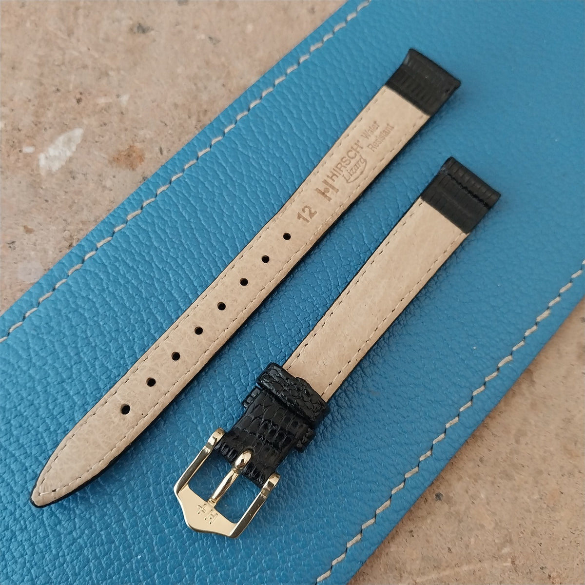12mm Hirsch Black Lizard Ladies Watch Strap