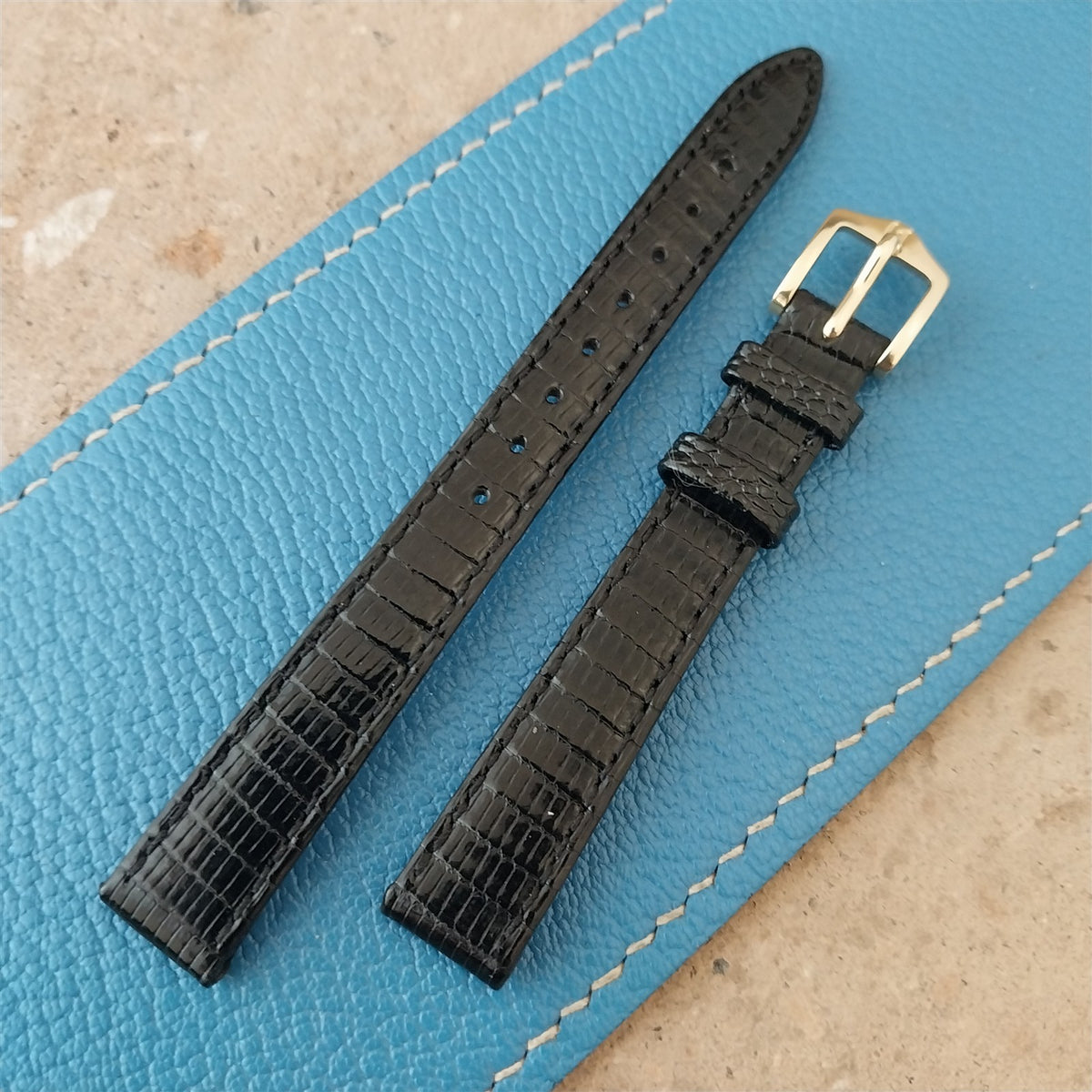 12mm Hirsch Black Lizard Ladies Watch Strap