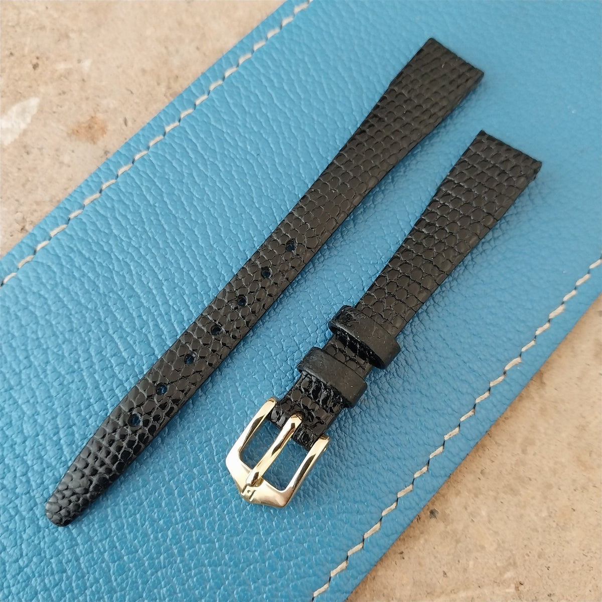 12mm Hirsch Black Lizard Ladies Watch Strap