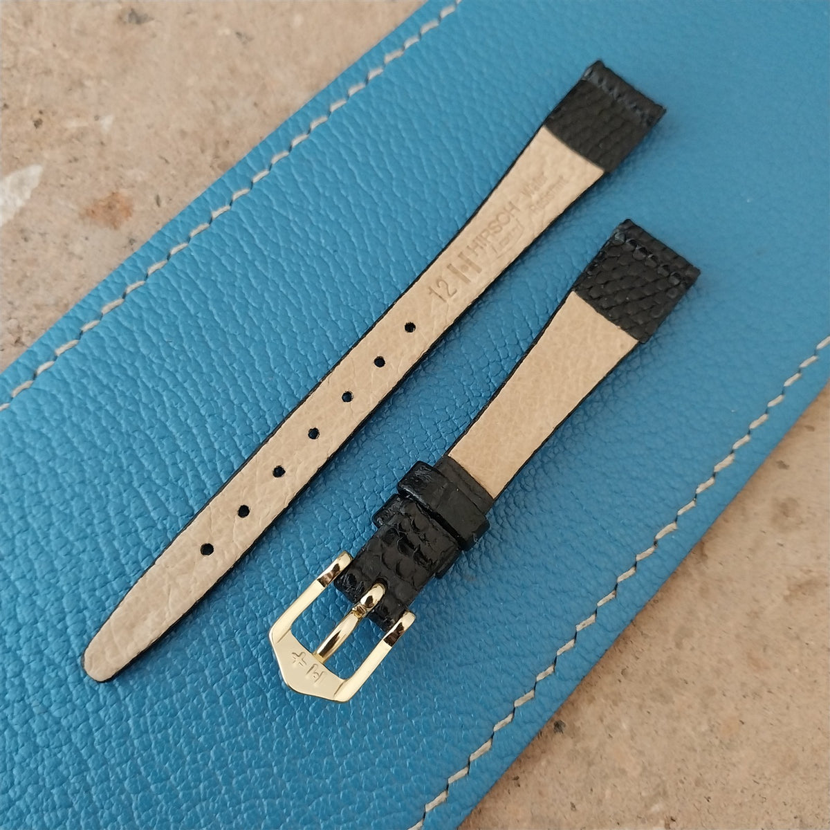 12mm Hirsch Black Lizard Ladies Watch Strap