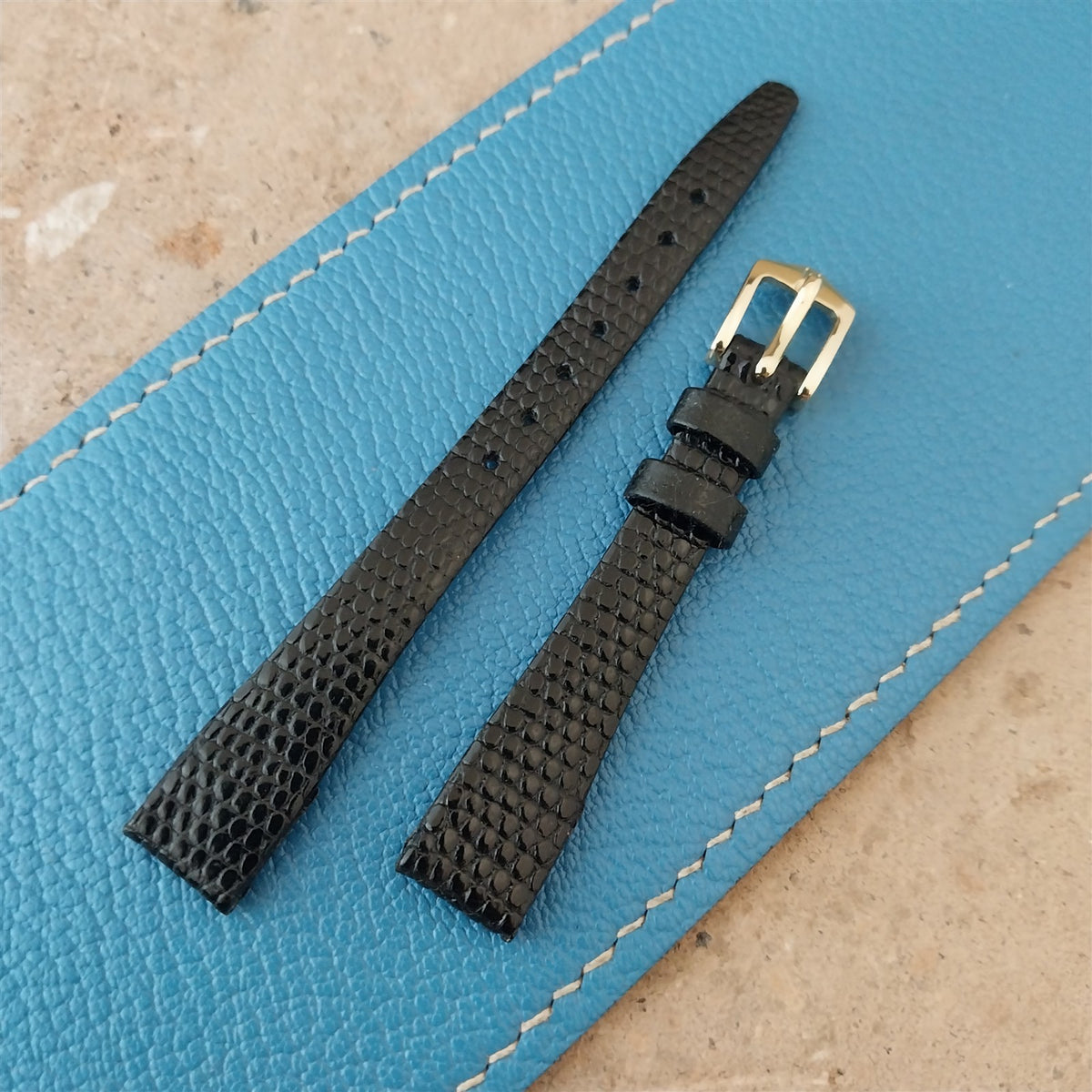 12mm Hirsch Black Lizard Ladies Watch Strap