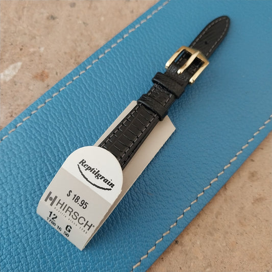 12mm Hirsch Black Lizard Ladies Watch Strap