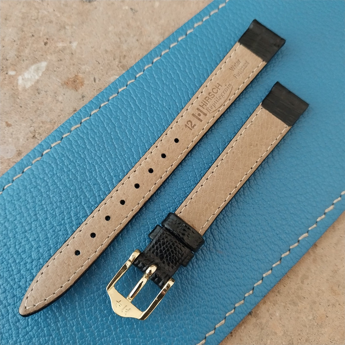 12mm Hirsch Black Lizard Ladies Watch Strap
