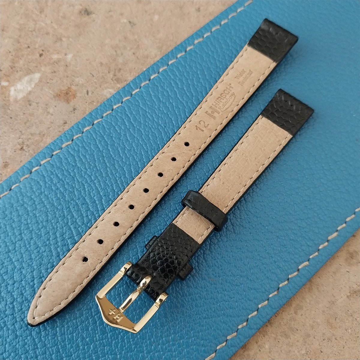 12mm Hirsch Black Lizard Ladies Watch Strap