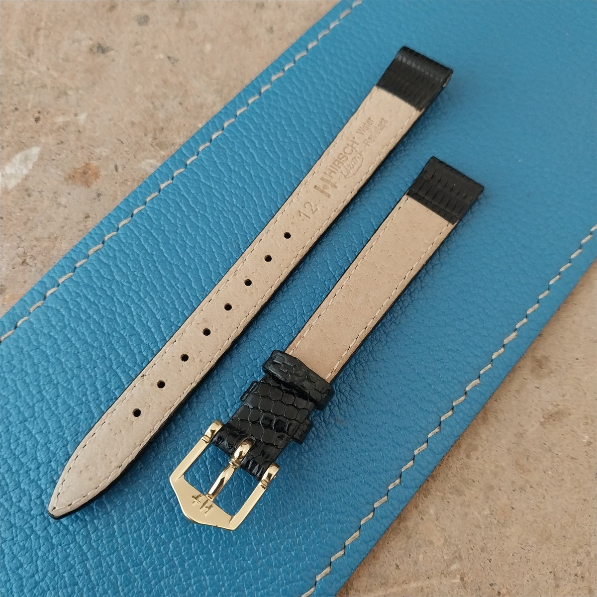 12mm Hirsch Black Lizard Ladies Watch Strap