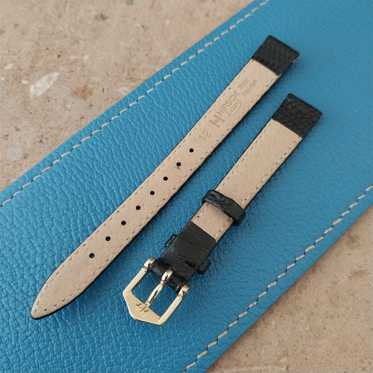 12mm Hirsch Black Lizard Ladies Watch Strap