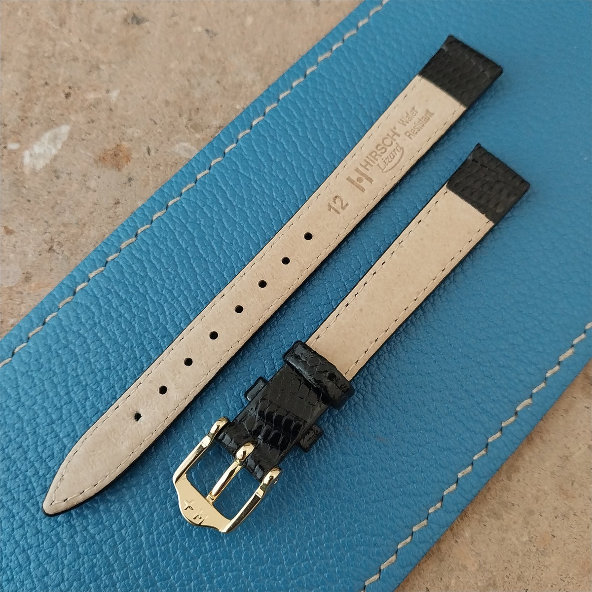 12mm Hirsch Black Lizard Ladies Watch Strap