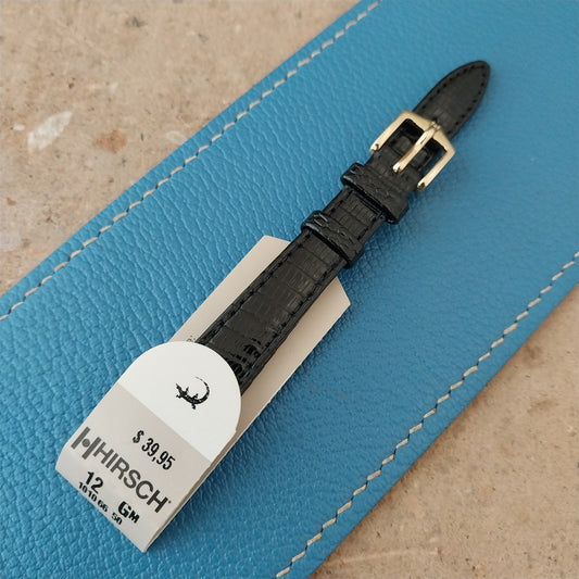 12mm Hirsch Black Lizard Ladies Watch Strap