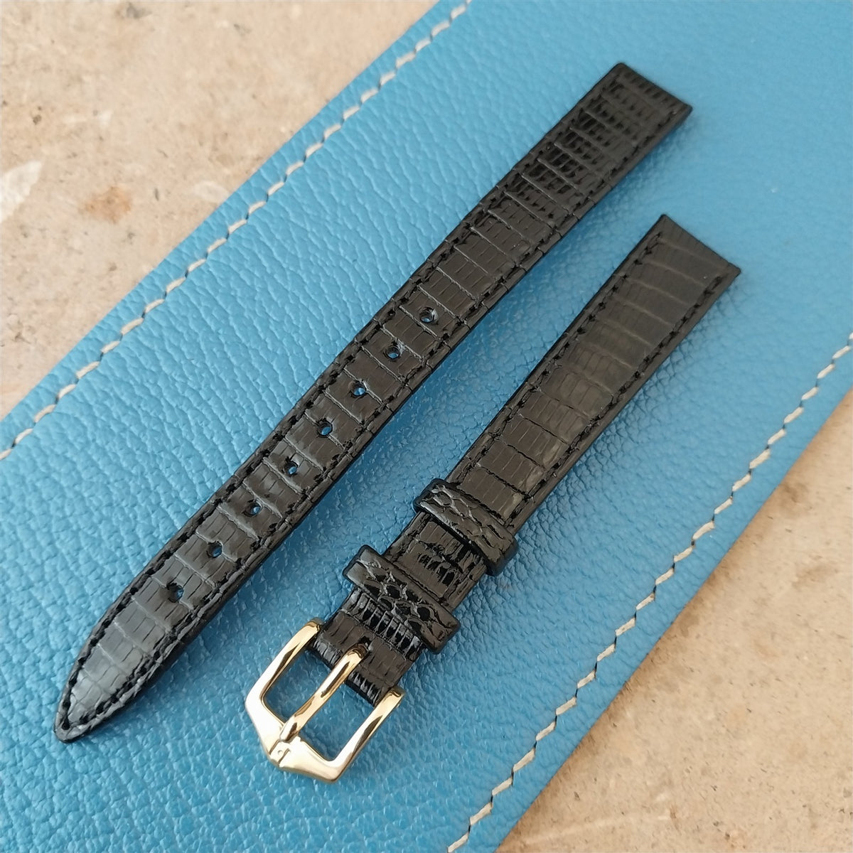 12mm Hirsch Black Lizard Ladies Watch Strap