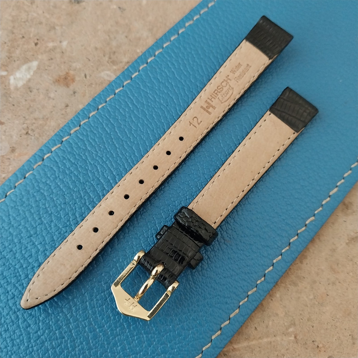 12mm Hirsch Black Lizard Ladies Watch Strap
