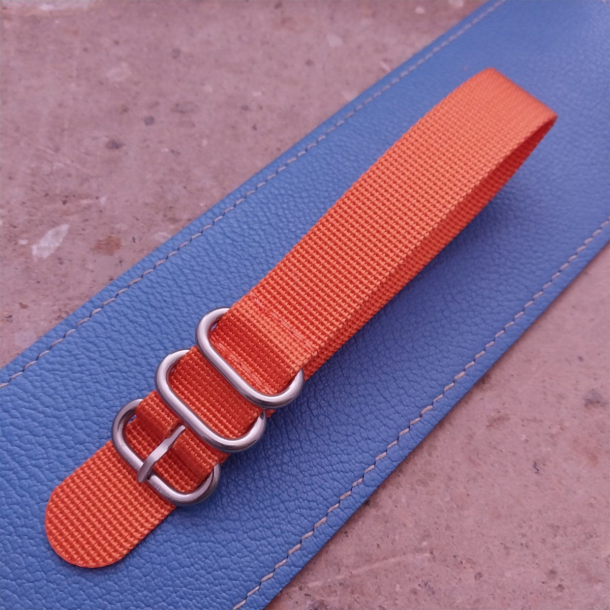 20mm Orange Maratac Zulu Watch Strap & Brushed Stainless Hardware