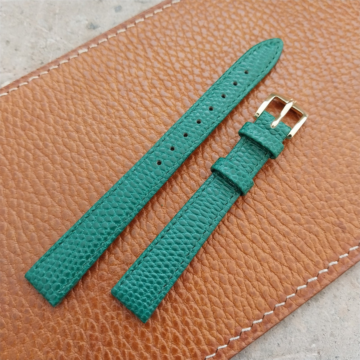 12mm Hirsch Rainbow Green Lizard-Grain Leather Ladies Watch Strap