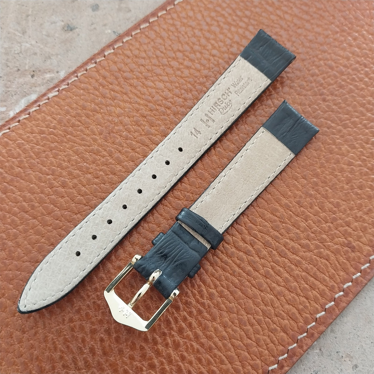 14mm Ladies Hirsch Duke Black Alligator Grain Leather Watch Strap