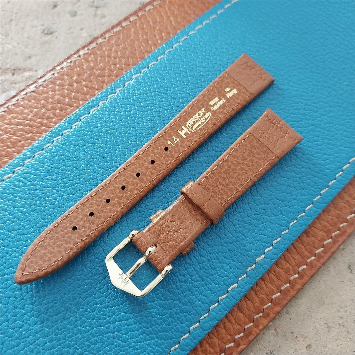 14mm Hirsch Ladies Camel Grain Tan Leather Watch Band