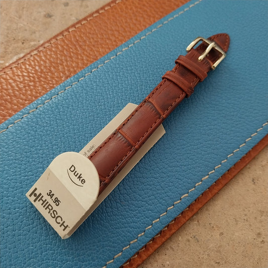 14mm Ladies Hirsch Duke Brown Long Alligator Grain Leather Watch Strap