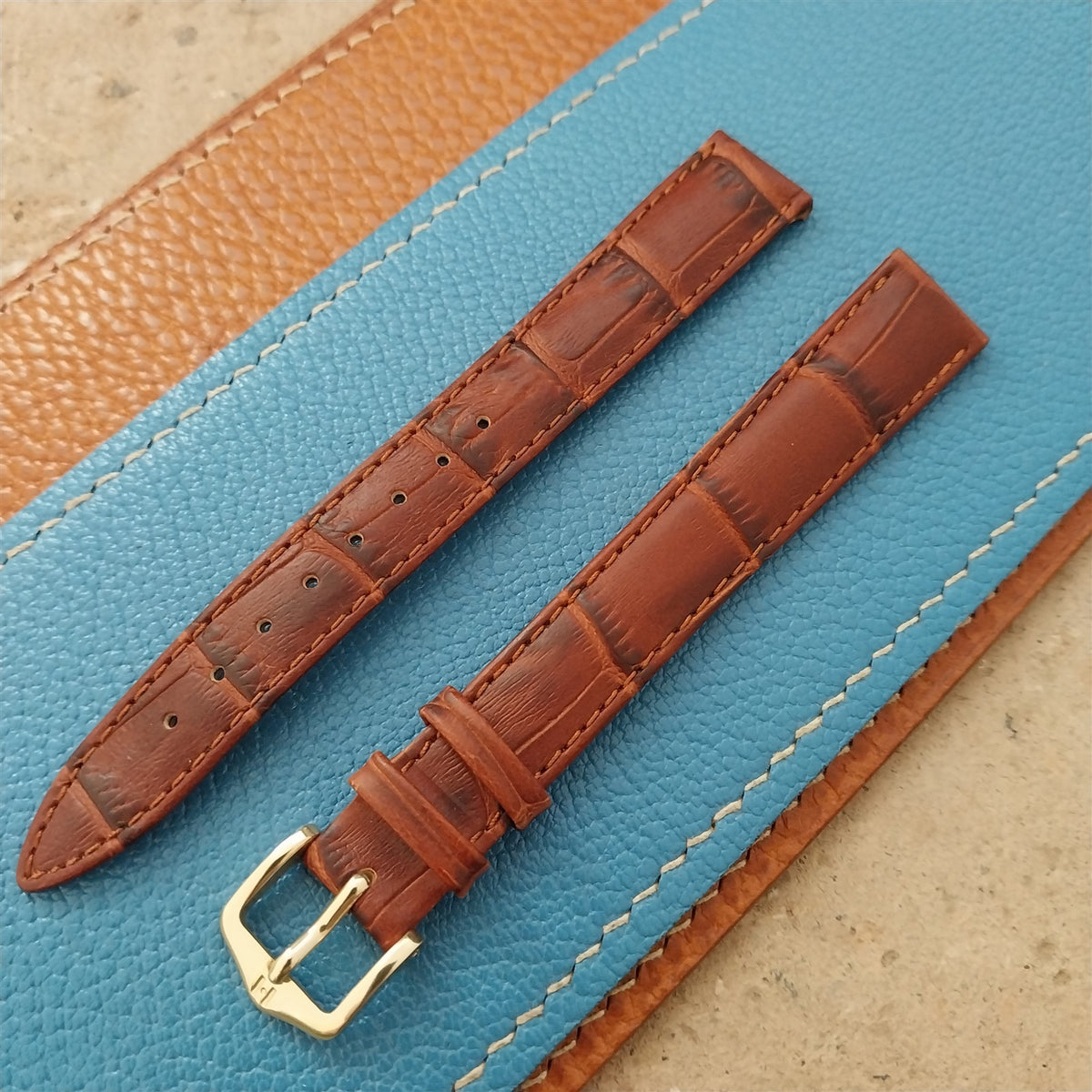 14mm Ladies Hirsch Duke Brown Long Alligator Grain Leather Watch Strap