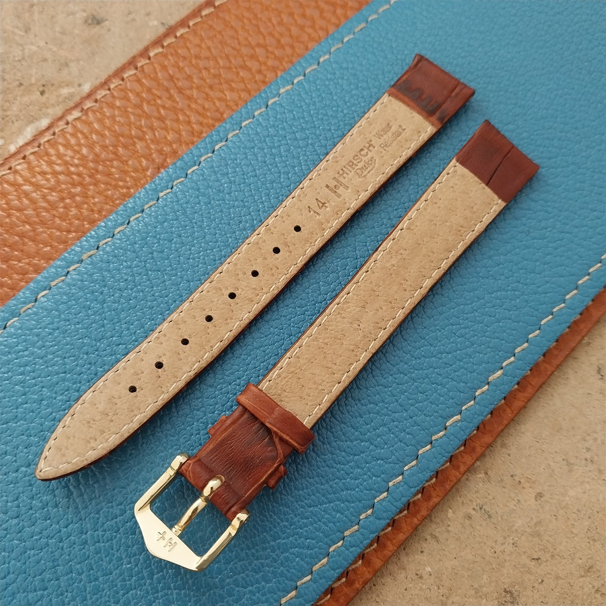 14mm Ladies Hirsch Duke Brown Long Alligator Grain Leather Watch Strap