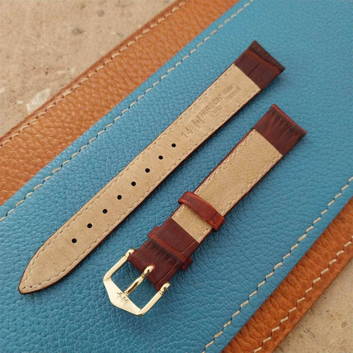 14mm Ladies Hirsch Brown Alligator Grain Leather Watch Strap