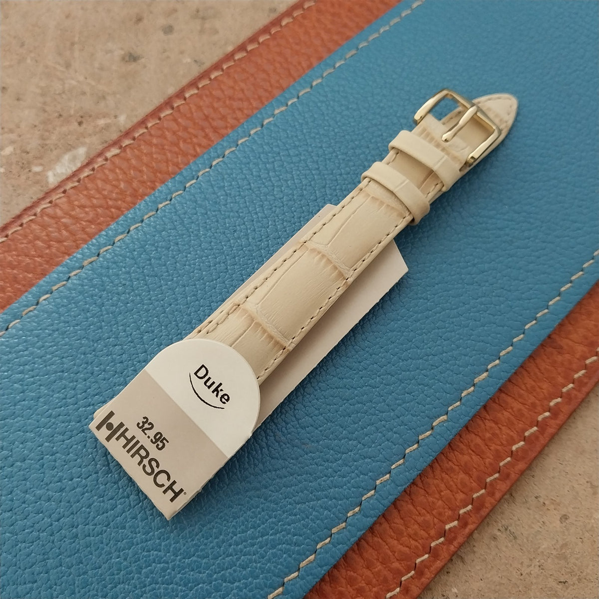 14mm Ladies Hirsch Beige Alligator Grain Leather Watch Strap