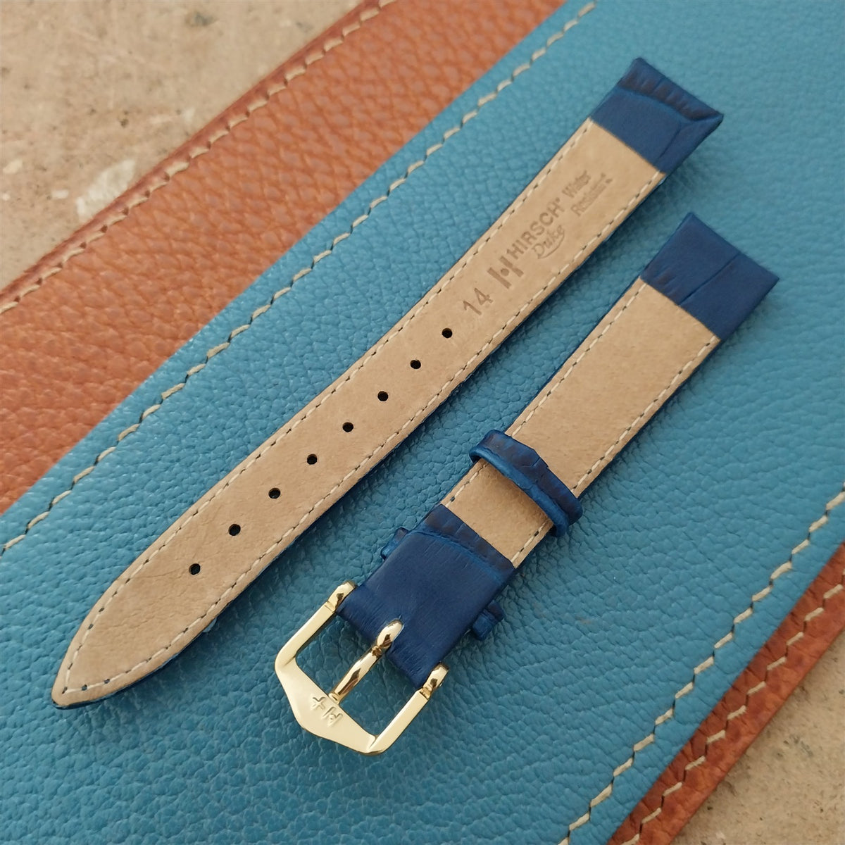 14mm Ladies Hirsch Blue Alligator Grain Leather Watch Strap